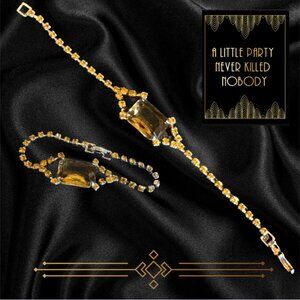 Art Deco Gold Rhinestone Bracelet Set | Gatsby Glam Jewelry | Vintage-Inspired